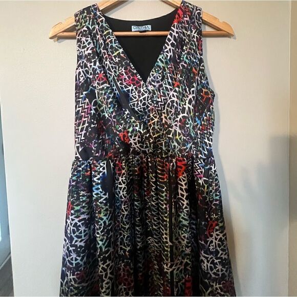 Cynthia Rowley Women’s Size 4 High Low Dress Multicolor Lattice Bouquet Print - Picture 3 of 14